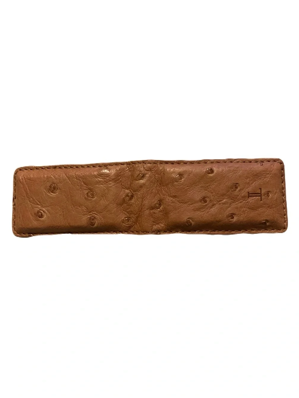 Men’s Tan Brown Genuine Ostrich Skin Strong Magnetic Money Clip Made in USA